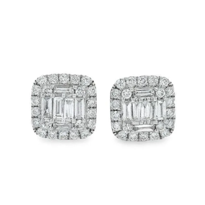 ANNA - UNITED 18K Gold Baguette Diamond Earrings 67011 in White Gold – Earrings