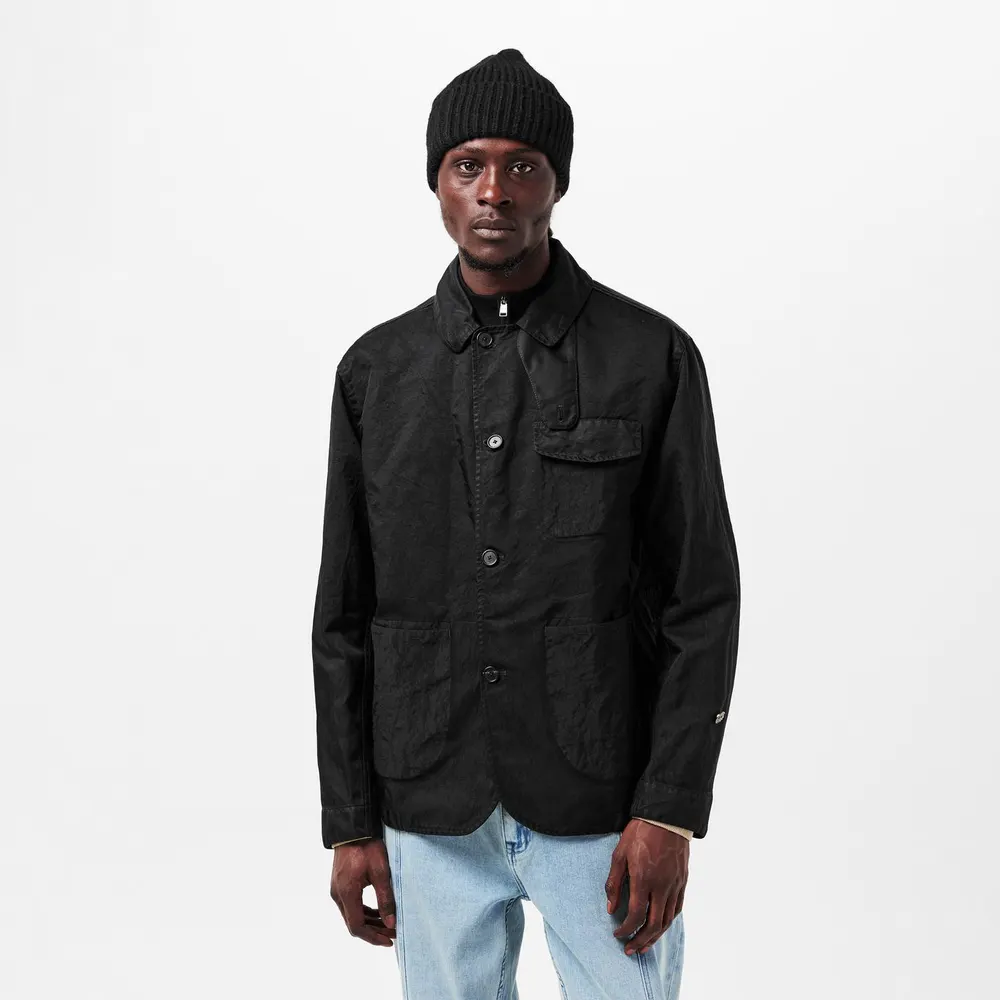 Massimo Osti Studio Men's Military Inspired Structured Overshirt in Black 999, additional product view 3