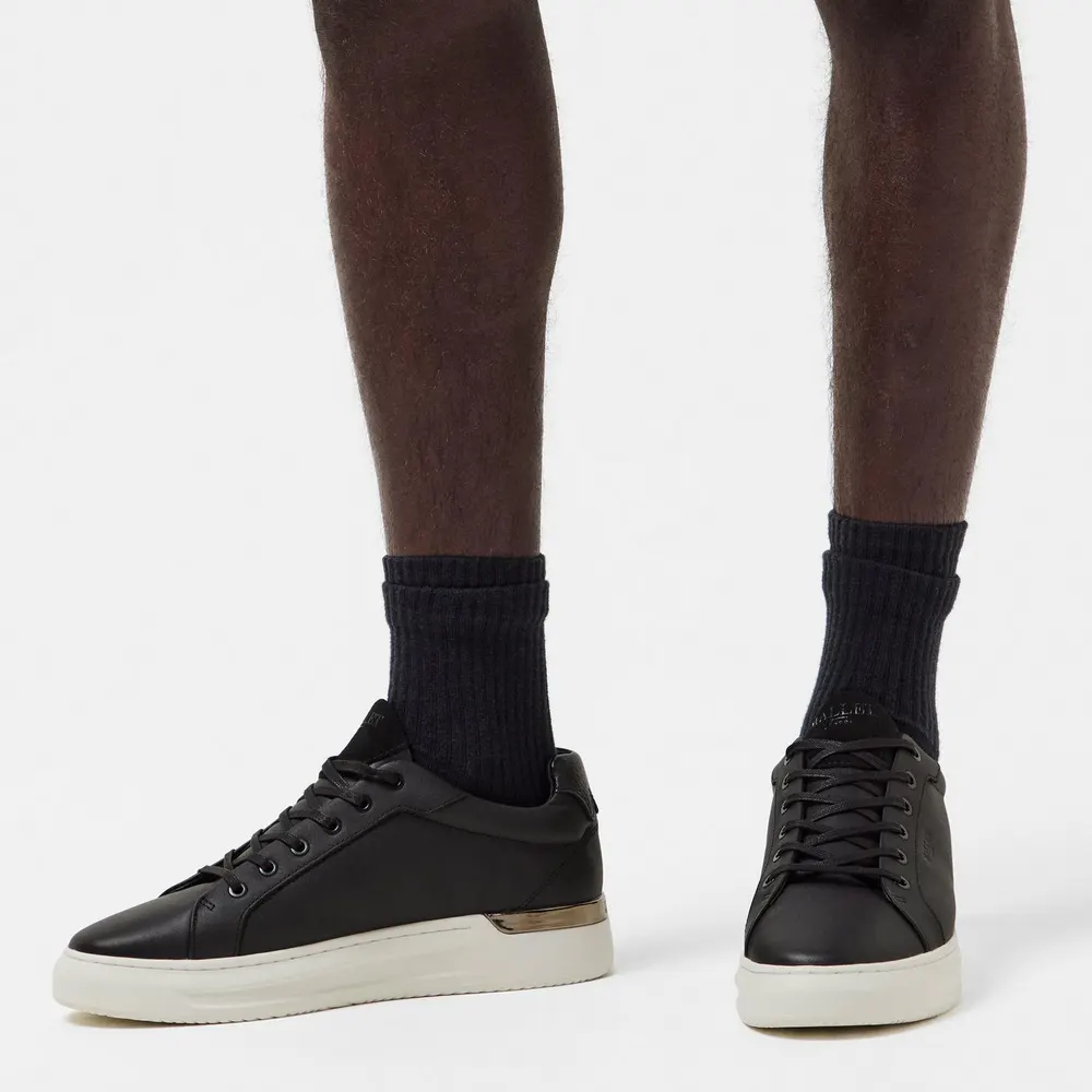 Mallet Grftr Low Trainers in Black Leather, additional product view 3