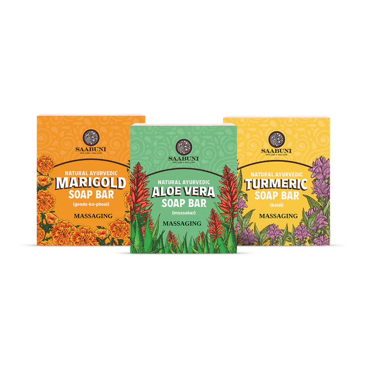 Saabuni Massaging Soap Bar Collection Set with 3 Soaps