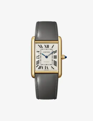 CARTIER Tank Louis large 18ct Yellow-Gold and Leather Mechanical Watch