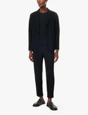 HOMME PLISSE ISSEY MIYAKE Basics Single-Breasted Knitted Blazer in 15-black, additional product view 2