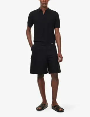 BELIER Enzo Chevron-Knit Polo Shirt detail 2