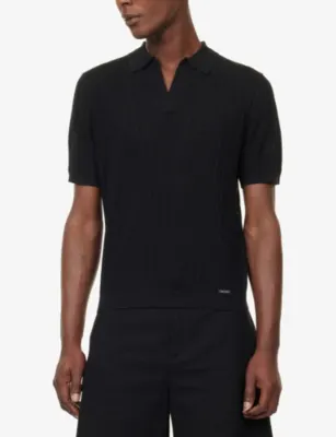 BELIER Enzo Chevron-Knit Polo Shirt detail 3