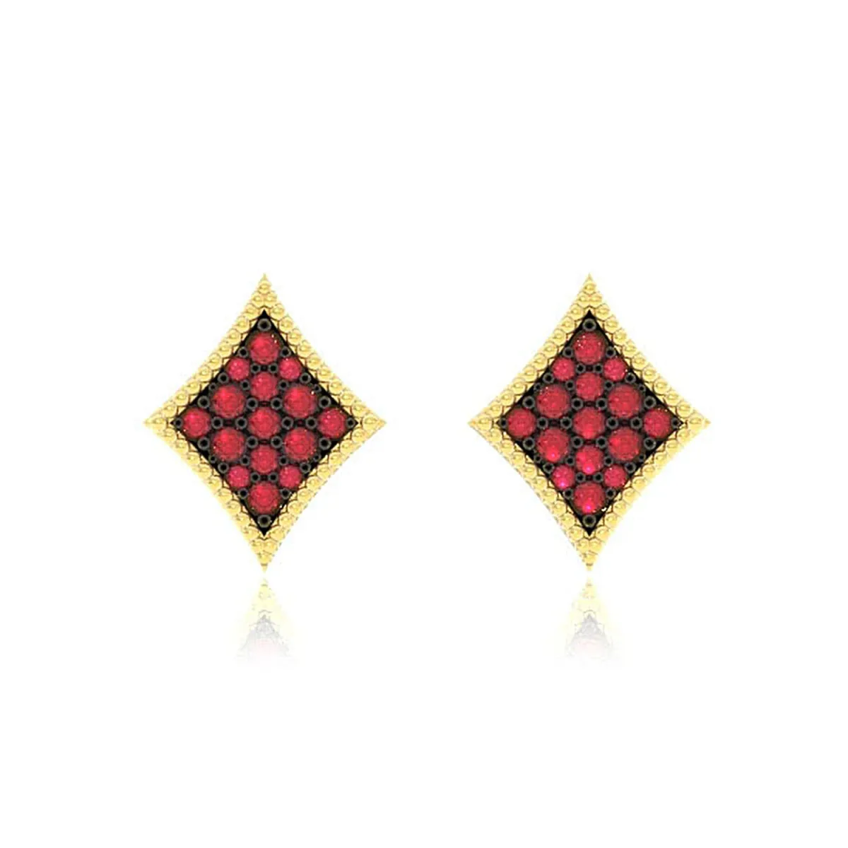 For Him Diamond Playing Card Ruby Stud Earrings in Rose Gold / Lab Grown Diamond – Earring