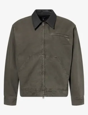 RAG & BONE Workwear Leather Collar Denim Jacket