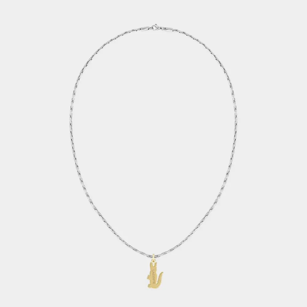 Lacoste Mens Arthor Crocodile Box Chain Necklace detail 2