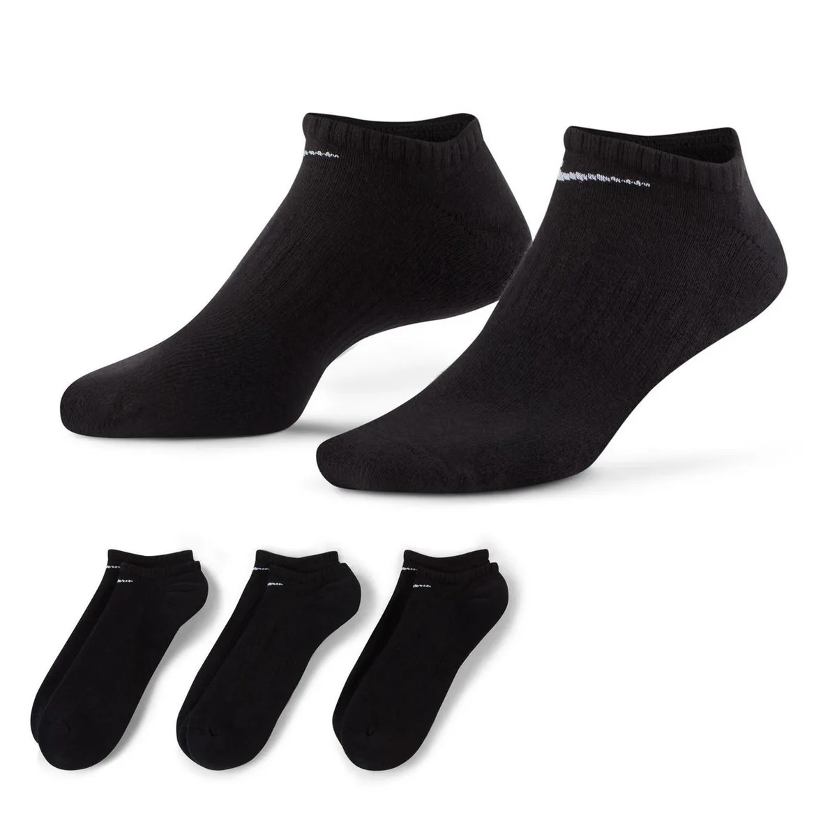 For Him Nike 3 Pack Cushioned No Show Socks in Black/White – Accessories