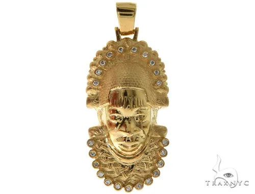 RINA - For Him FACTORY 14K YG Bezel Diamond African Mask Pendant 58425 in Rose Gold – Pendant