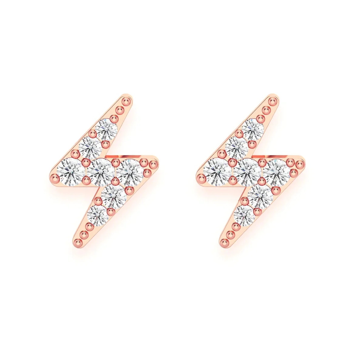 For Him Lightning Diamond Studs in Mini / Rose Gold / Natural Diamond – Earring