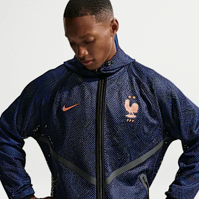 Nike FFF Men's Nike Dri-FIT Football Anthem Jacket - Blackened Blue/Game Royal/Metallic Copper