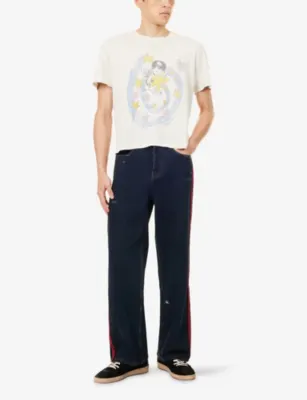 NAHMIAS Waxed Distressed Denim Jeans in BLACK, additional product view 2