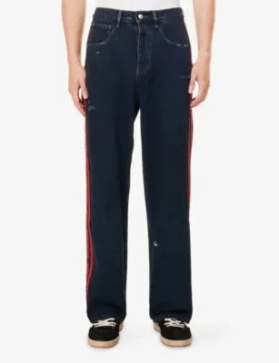 NAHMIAS Waxed Distressed Denim Jeans in BLACK, additional product view 3