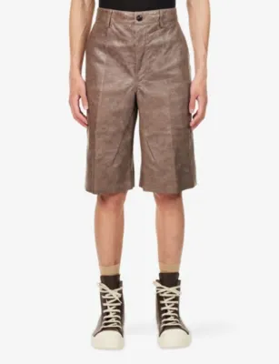 RICK OWENS Leather Work Shorts detail 3