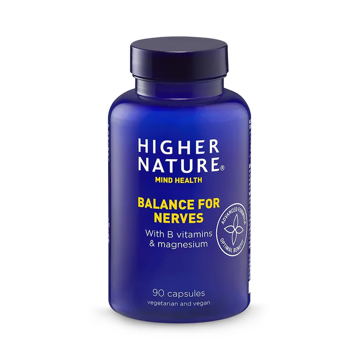 Higher Nature Balance for Nerves - With L-Theanine & Lemon Balm - 90 Vegan Capsules