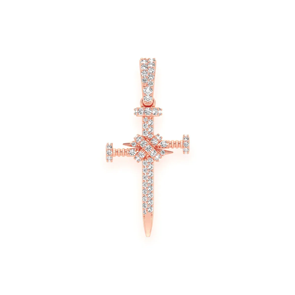 For Him Nail Diamond Cross Pendant in Rose Gold / Natural Diamond – Pendant
