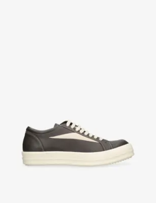 RICK OWENS Vintage Leather Trainers - EUR 44 / 10 UK MEN in GREY/DARK – Mens | Trainers | Lace up trainers