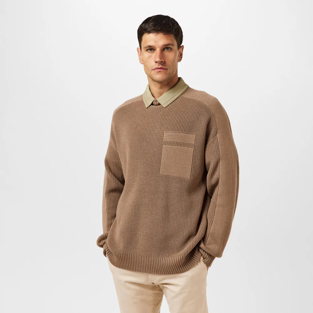 Boss Men's Andern Orange Knitted Crew Neck Jumper detail 3
