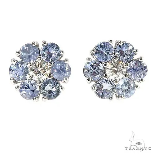 PIA - For Him GEMSTONES Large Glacier Sapphire Diamond Flower Earrings 67164 in Rose – Earrings