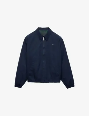 PRADA Pointed-Collar Logo-Print Cotton jacket - BROWN