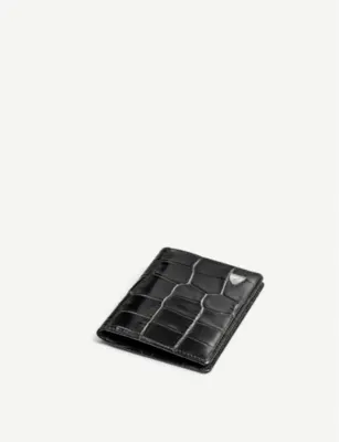 ASPINAL OF LONDON Double Fold croc-embossed leather card holder detail 2