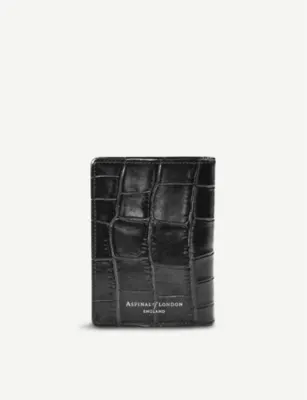 ASPINAL OF LONDON Double Fold croc-embossed leather card holder detail 3