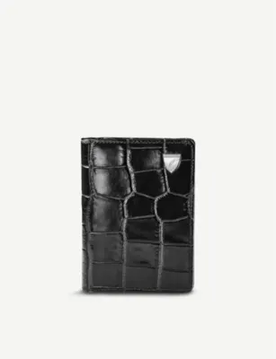 ASPINAL OF LONDON Double Fold croc-embossed leather card holder