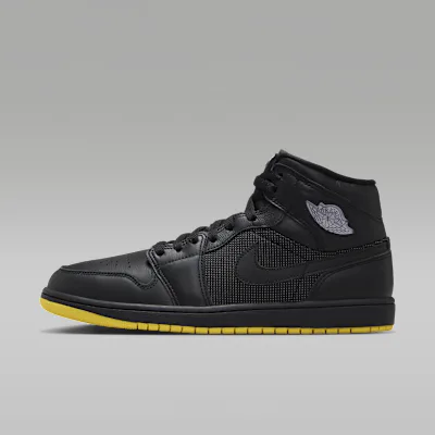 Jordan Air Jordan 1 Mid SE Men's Shoes - Black/Opti Yellow/Silver in Black/Opti Yellow/Silver – Nike men's and unisex