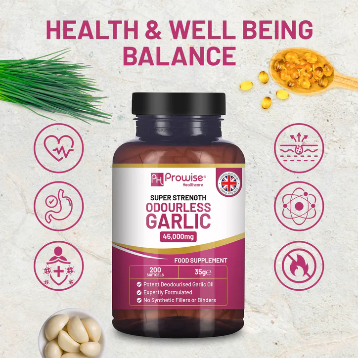 Prowise Healthcare Premium Odourless Garlic Capsules – High Strength 45,000mg – 200 Softgels detail 3