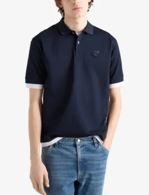 PRADA Logo-Embroidered Cotton Polo Shirt detail 3