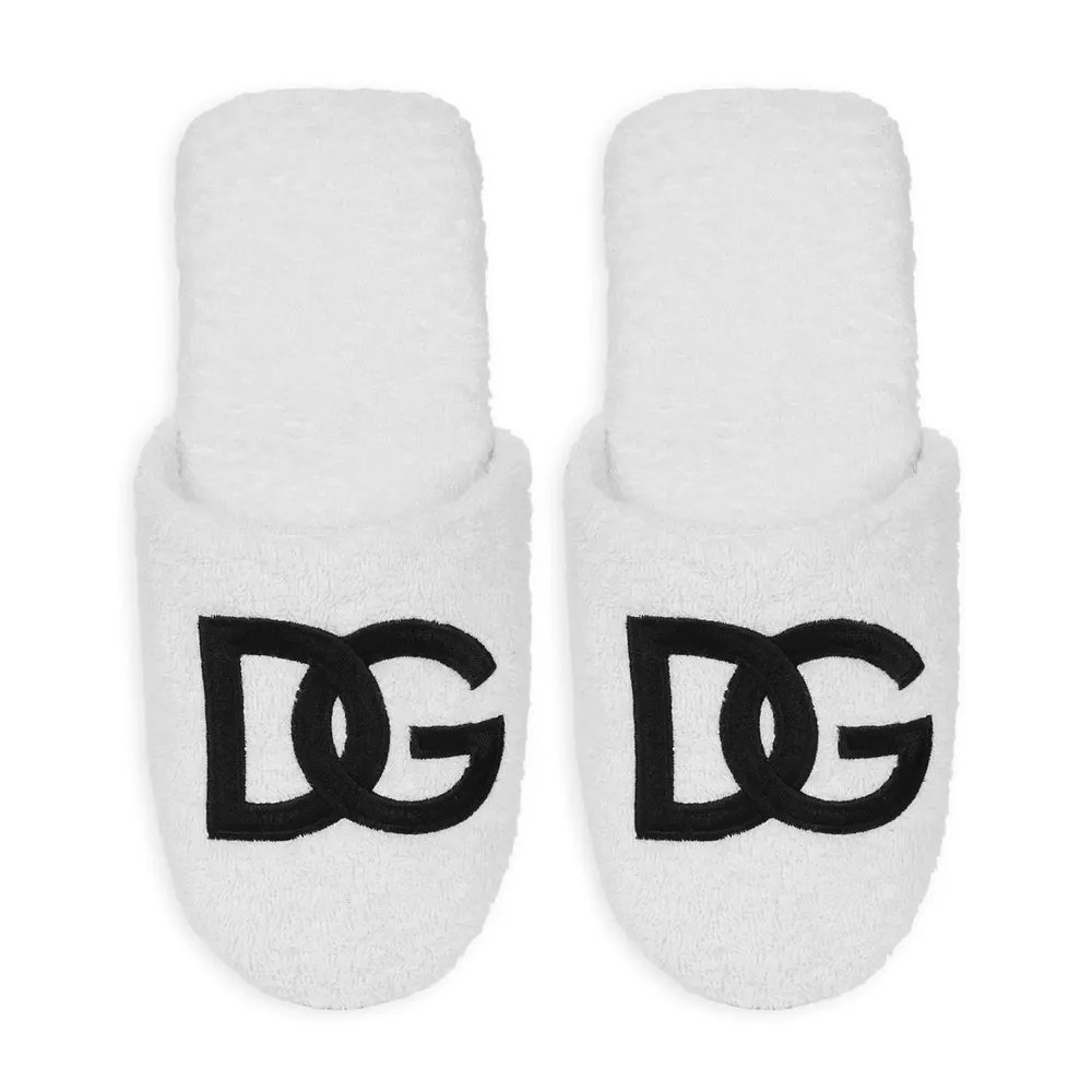 Dolce and Gabbana Casa Dolce&Gabbana Embroidered Terry Cotton Slippers