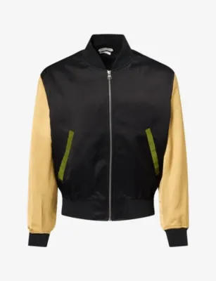 JW ANDERSON Contrast Colour-Block Silk and Satin Bomber Jacket