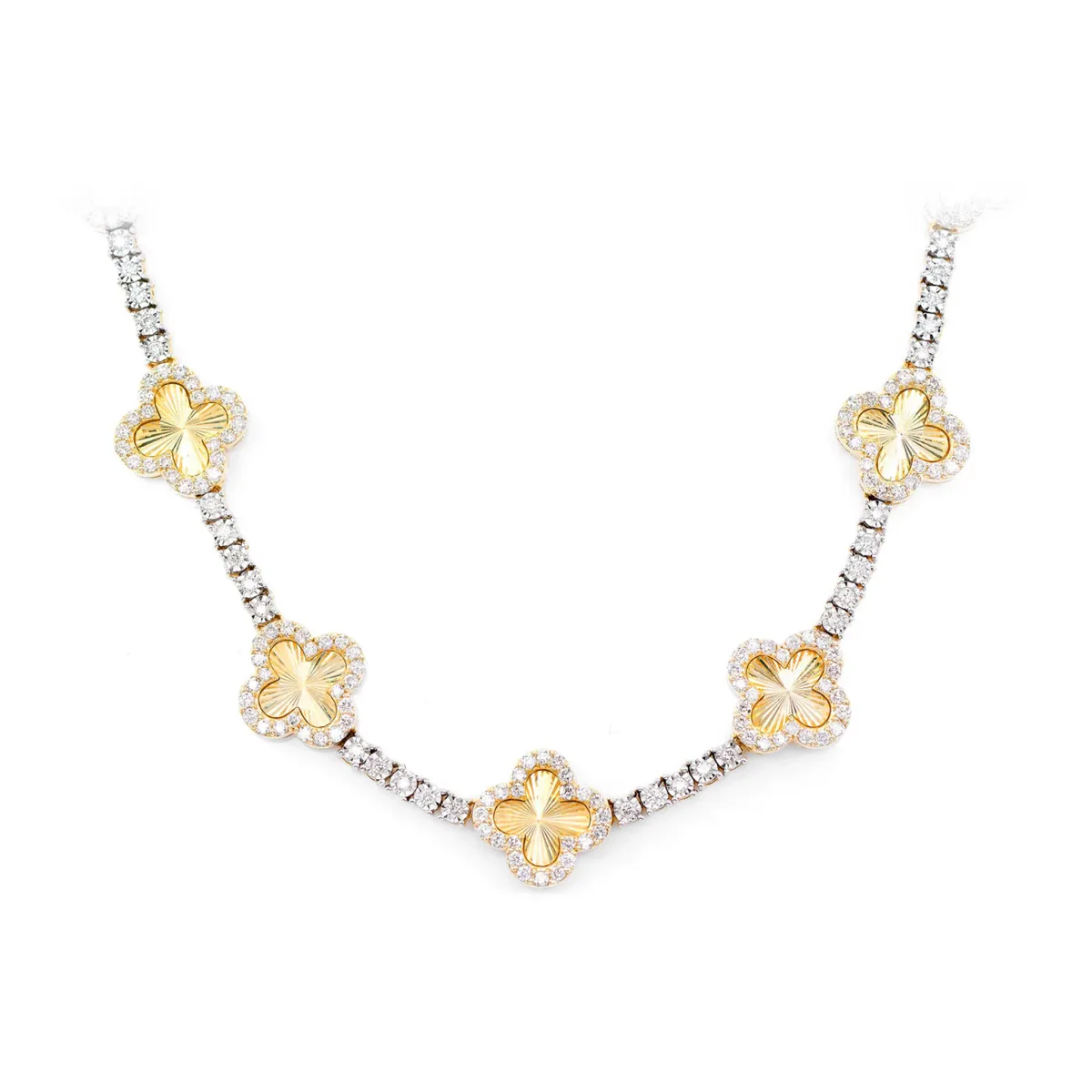 For Him Miracle Clover Link Diamond Tennis Necklace in Rose Gold / 16" / Lab Grown Diamond – Necklace