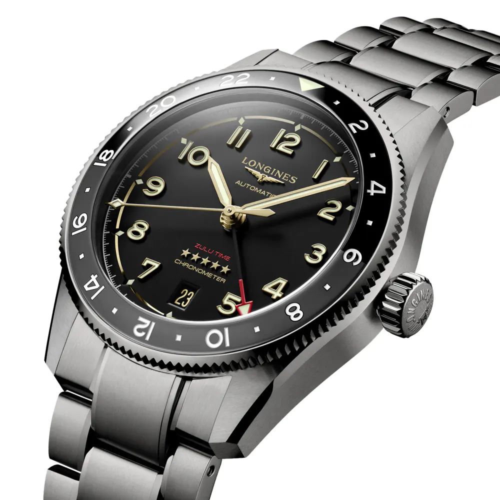 Longines Spirit Zulu Time 39mm Mens Watch Black detail 3