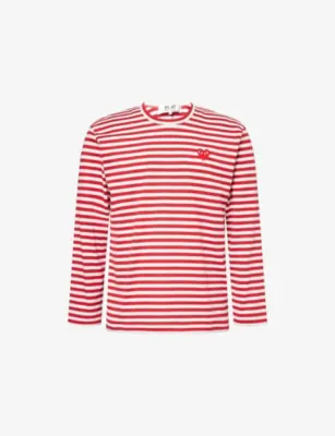 COMME DES GARCONS PLAY Stripe-pattern brand-embroidered cotton-jersey T-shirt