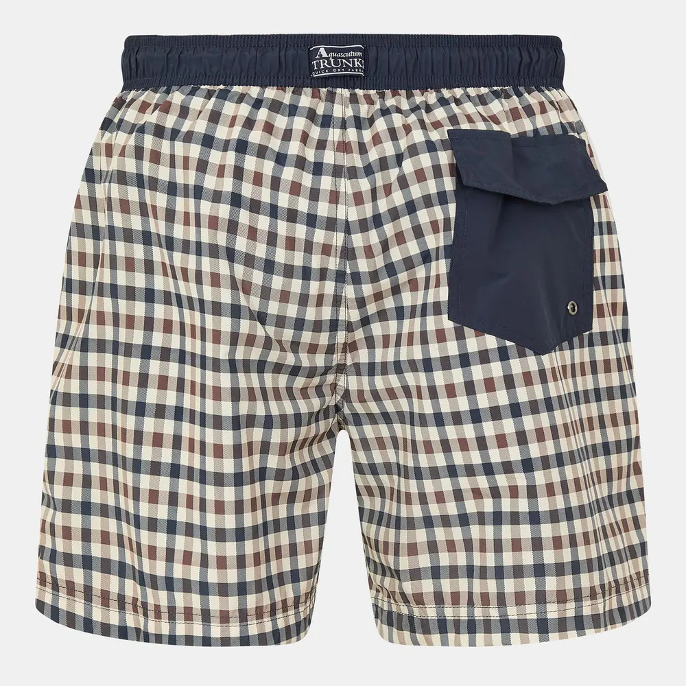 Aquascutum Beach Iconic Club Check Swim Shorts detail 2