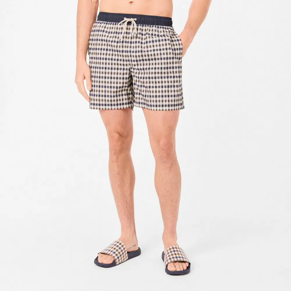 Aquascutum Beach Iconic Club Check Swim Shorts detail 3