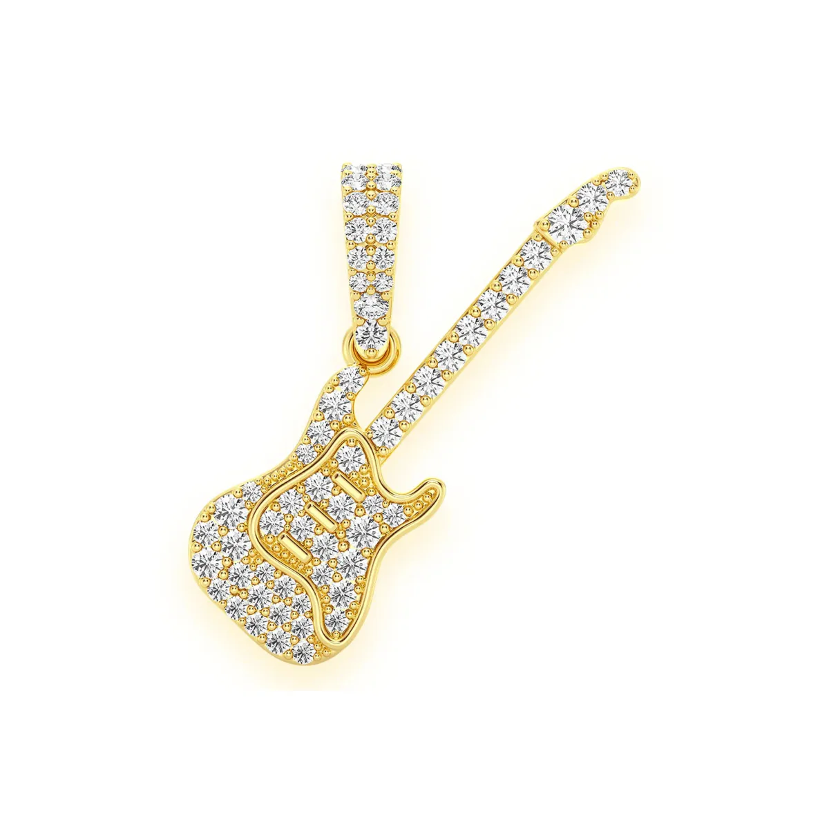 For Him Electric Guitar Diamond Pendant in Yellow Gold / Natural Diamond – Pendant