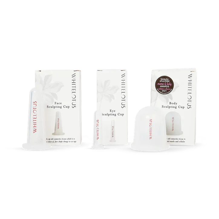 White Lotus Beauty Face Eye Body Sculpting Cupping Set - 3 Piece Kit
