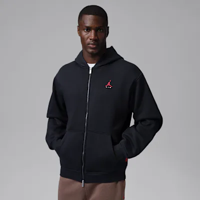Jordan Brooklyn Men's Full-Zip Hoodie - Black/Black/University Red
