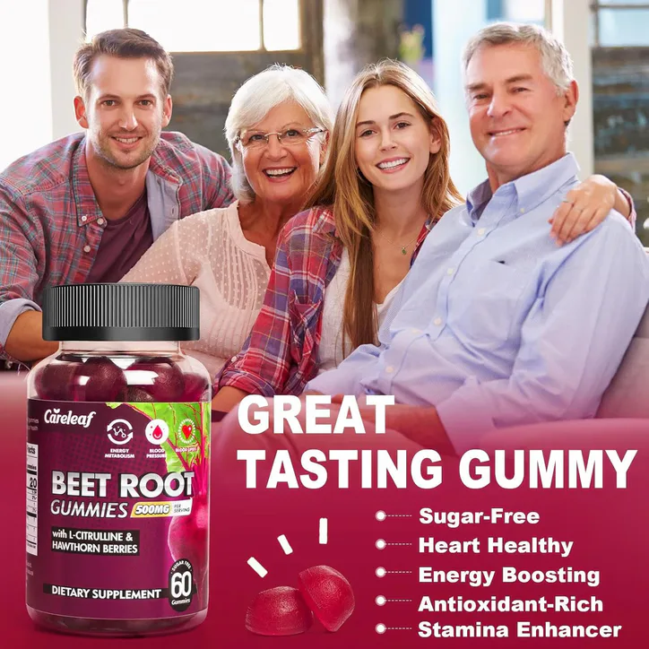careleaf Sugar-Free Beetroot Gummies Peach Flavour 60 Gummies detail 3