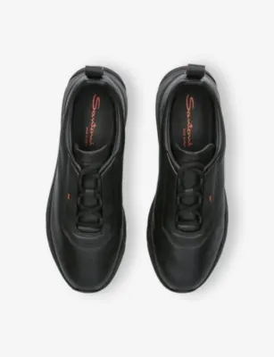 SANTONI Innova Leather Low-Top Trainers - EUR 44 / 10 UK MEN in BLACK, additional product view 2