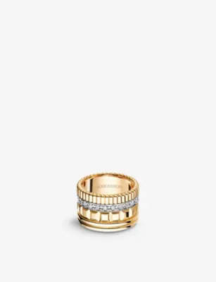 BOUCHERON Quatre Radiant Edition 18ct yellow-gold and 0.49ct pavé-set diamond ring - 55mm