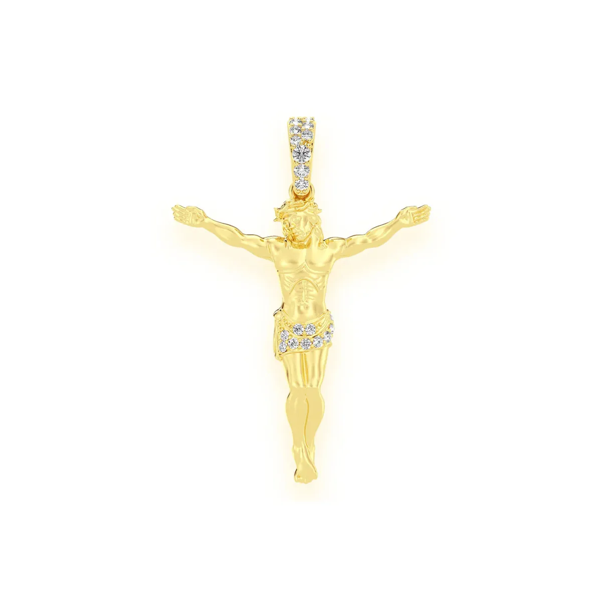 For Him Jesus Crucifix Diamond Pendant in 0.10ctw / Yellow Gold / Natural Diamond – Pendant