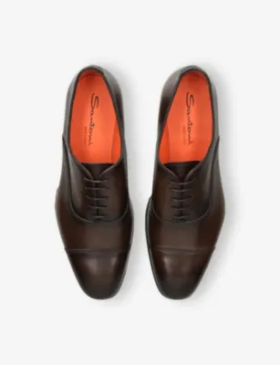 SANTONI Adrian Blake Leather Oxford Shoes - EUR 43 / 9 UK MEN in MID BROWN, additional product view 2