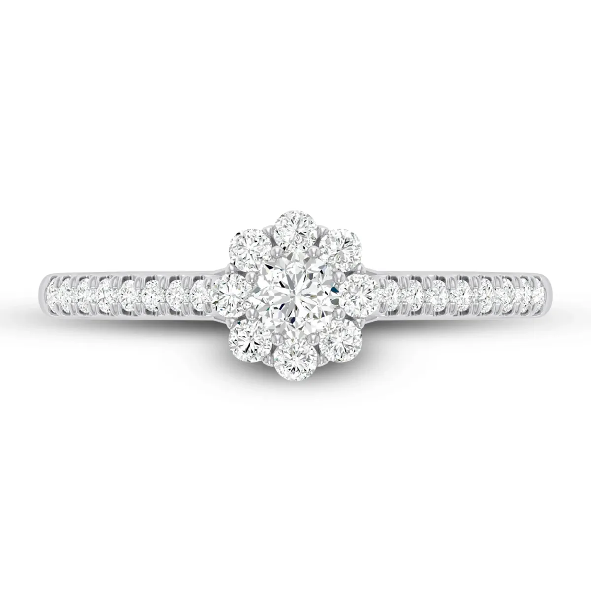 For Him Floral Halo Cluster Diamond Ring in White Gold / Natural Diamond – Ring