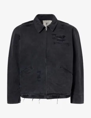 BASKETCASE Distressed Cotton Denim Jacket
