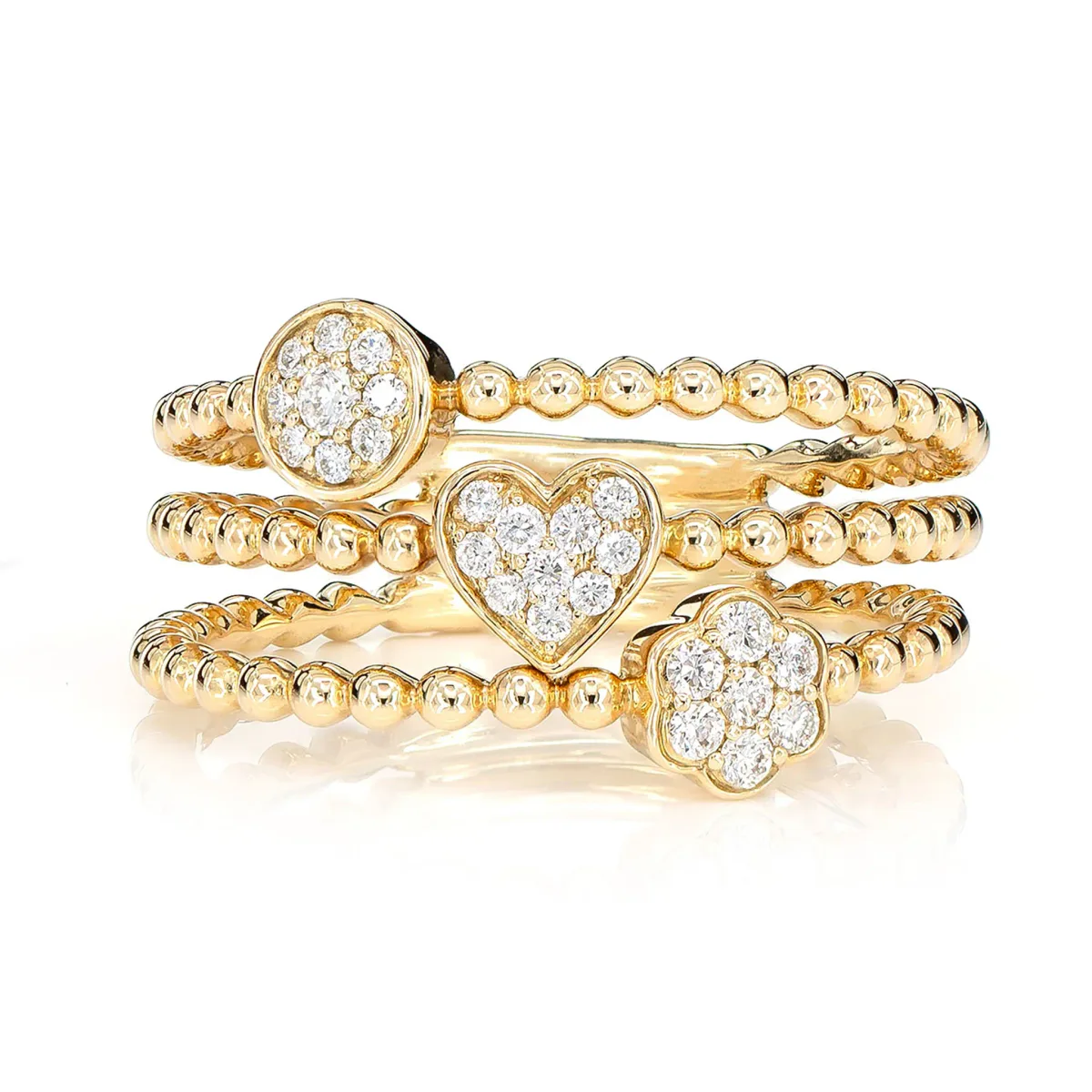 For Him Three Row Beaded Diamond Ring in Rose Gold / Lab Grown Diamond – Ring