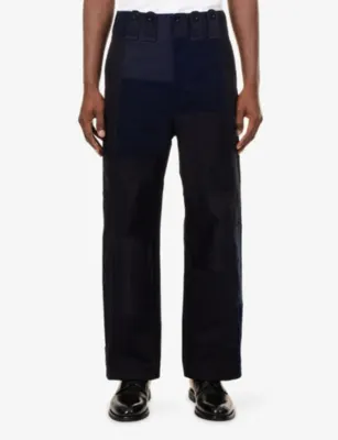 JUNYA WATANABE Patchwork Cotton Trousers in NAVY MIX, additional product view 3