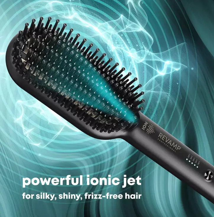Revamp DeepForm Ceramic Straightening Hot Brush - Black, additional product view 3